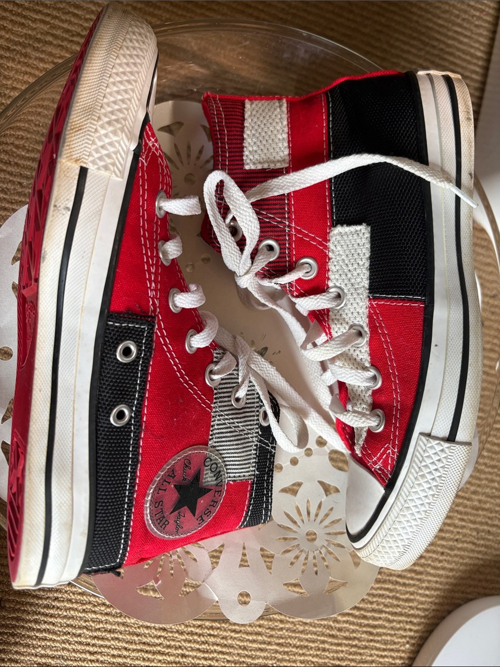 Red High-Top Canvas Sneakers - Classic Style
